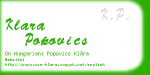 klara popovics business card